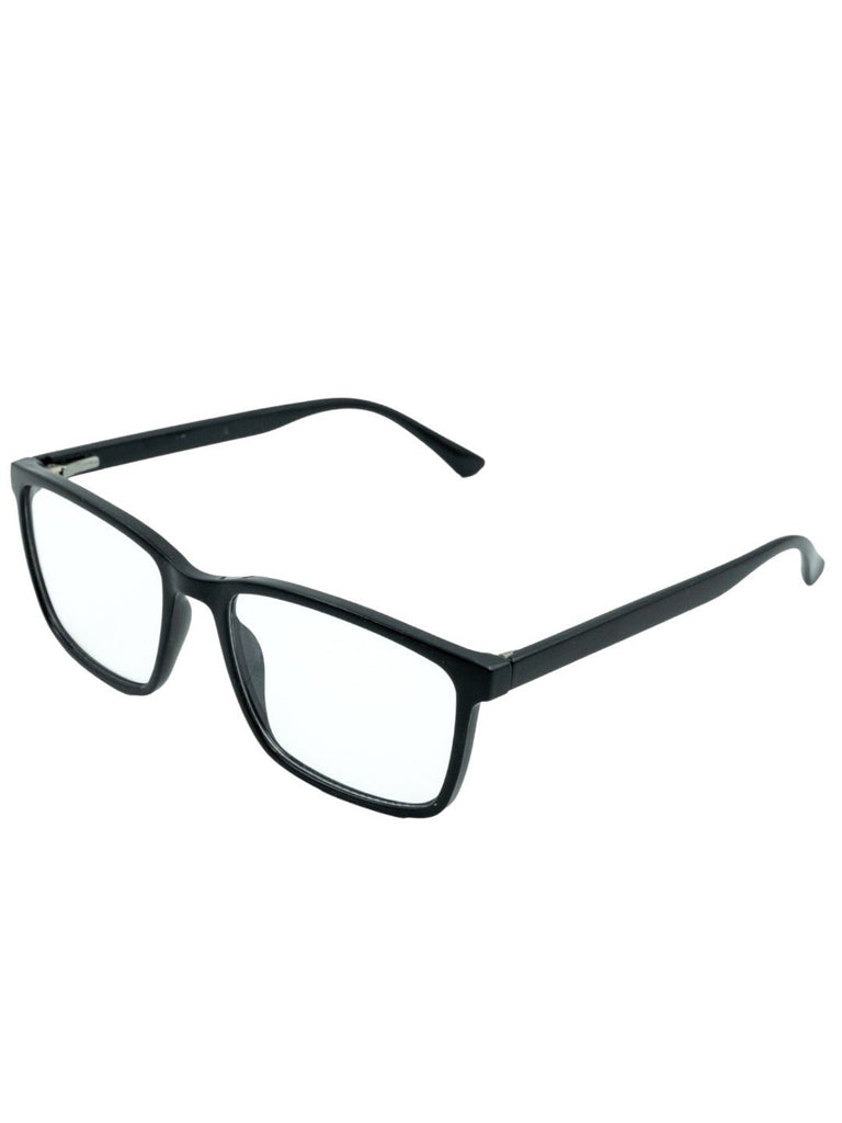Slate View Eyewear – Black Frame Blue Lens Glasses for Daily Comfort-Angle View