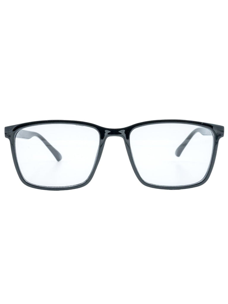 Slate View Eyewear – Black Frame Blue Lens Glasses for Daily Comfort-Front View