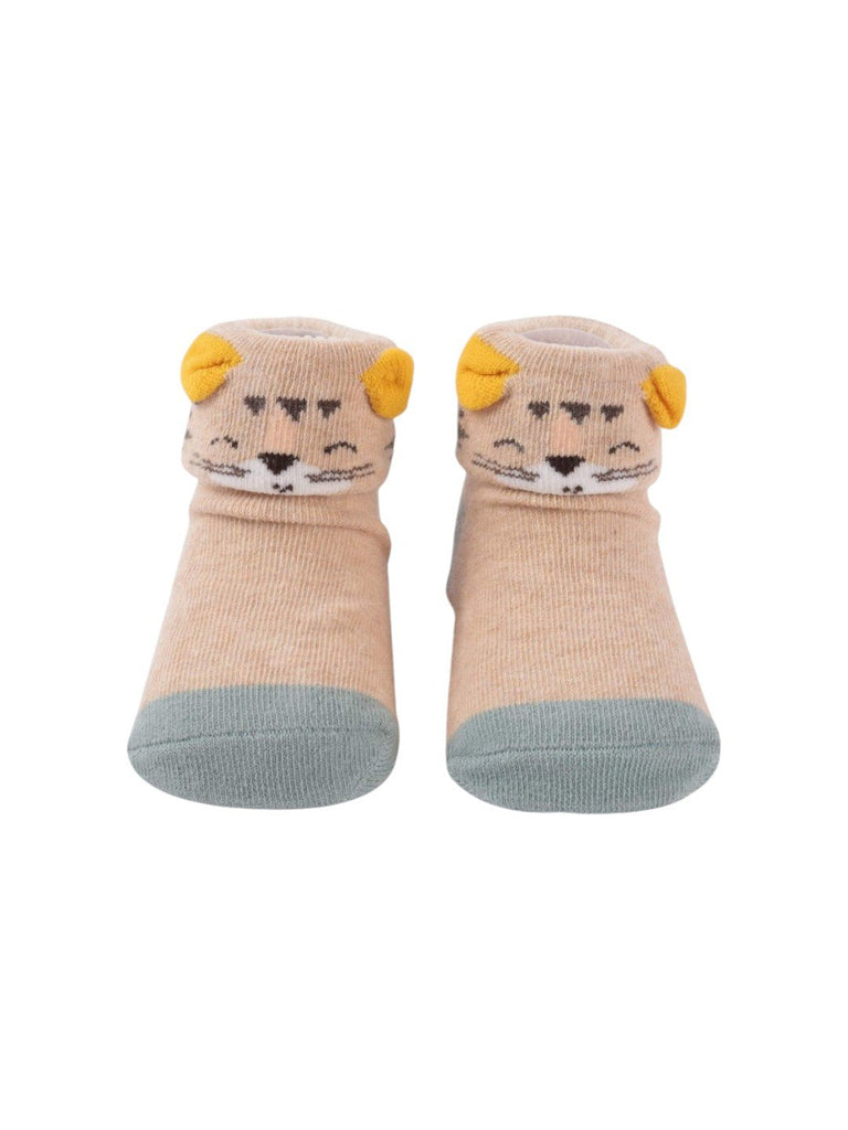 Yellow Bee Smiling Tiger Baby Socks – Full Product View