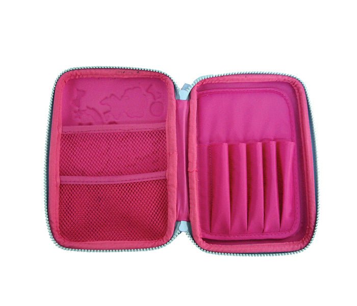 Close-up of the Carnival Pink Smily Kiddos Pencil Case showcasing the detailed circus design and quality zipper.