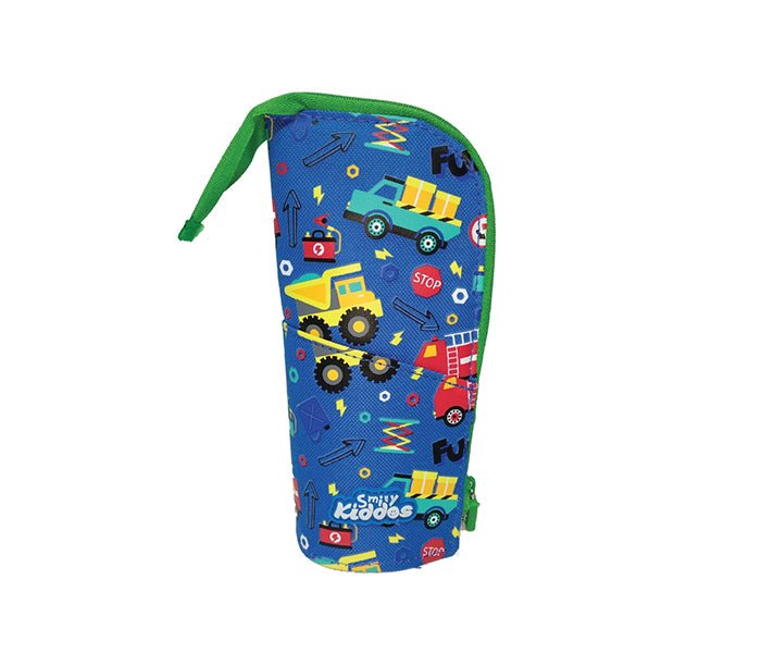 Smily Kiddos Blue Pen Holder Case with Cute Graphics By Yellow Bee Front View