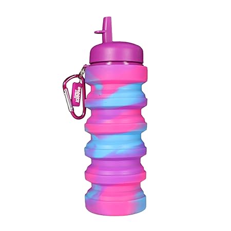 Smily Kiddos Silicone Expandable & Foldable Water Bottle - Purple Pink - Perfect Gift