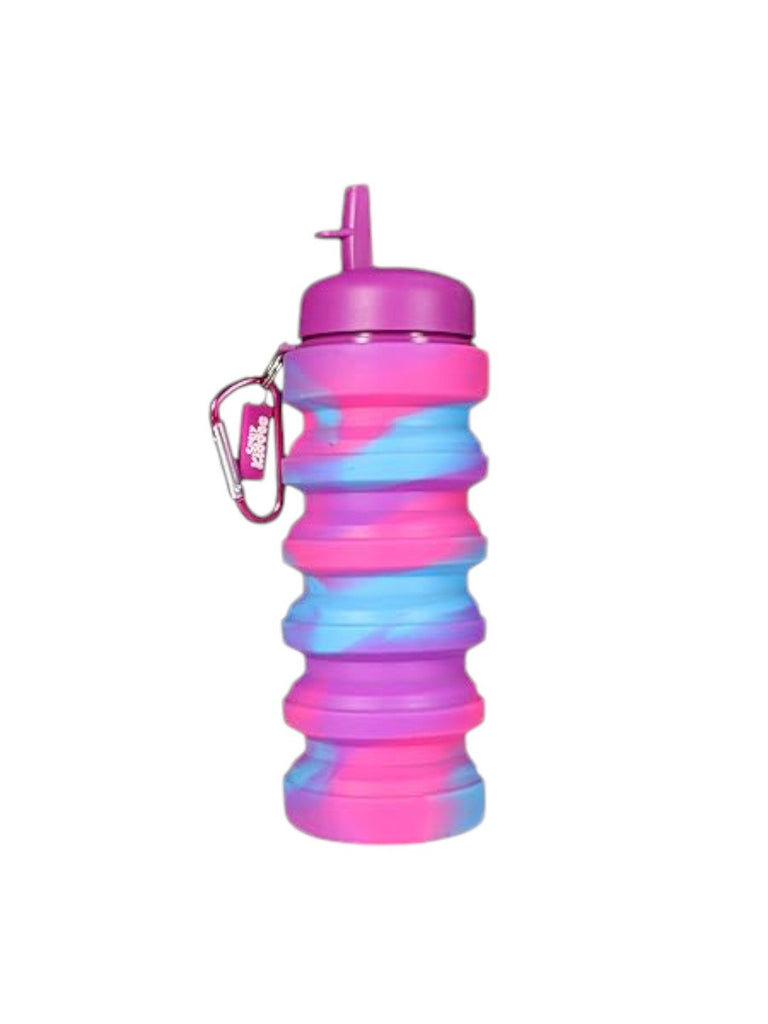 smily-kiddos-silicone-expandable-foldable-water-bottle-purple-pink-full view