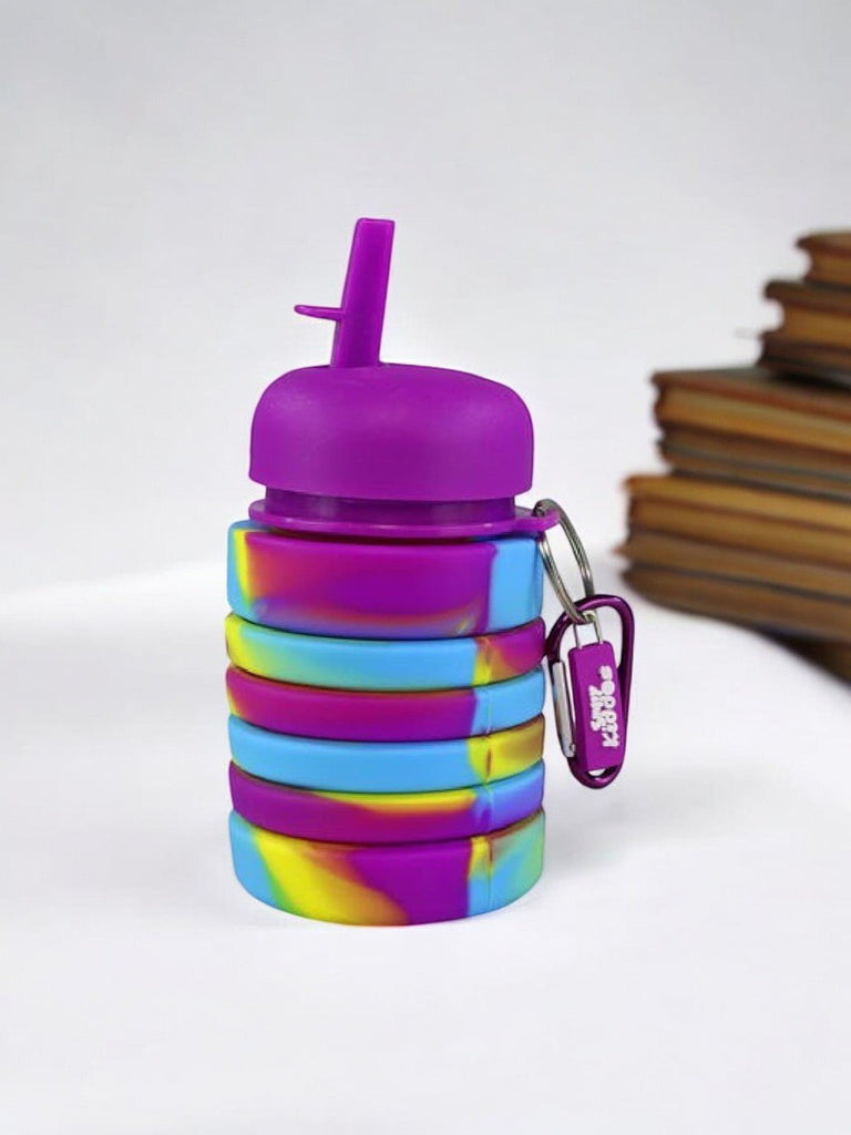 Creative Display of Smily Kiddos Expandable & Foldable Water Bottle in Purple and Pink