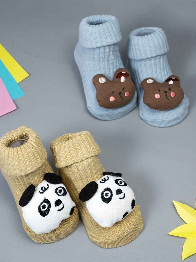 Snuggle Critters Baby Socks Pack – Panda & Bear Face Socks in Gentle Knit Fabric- Creative view
