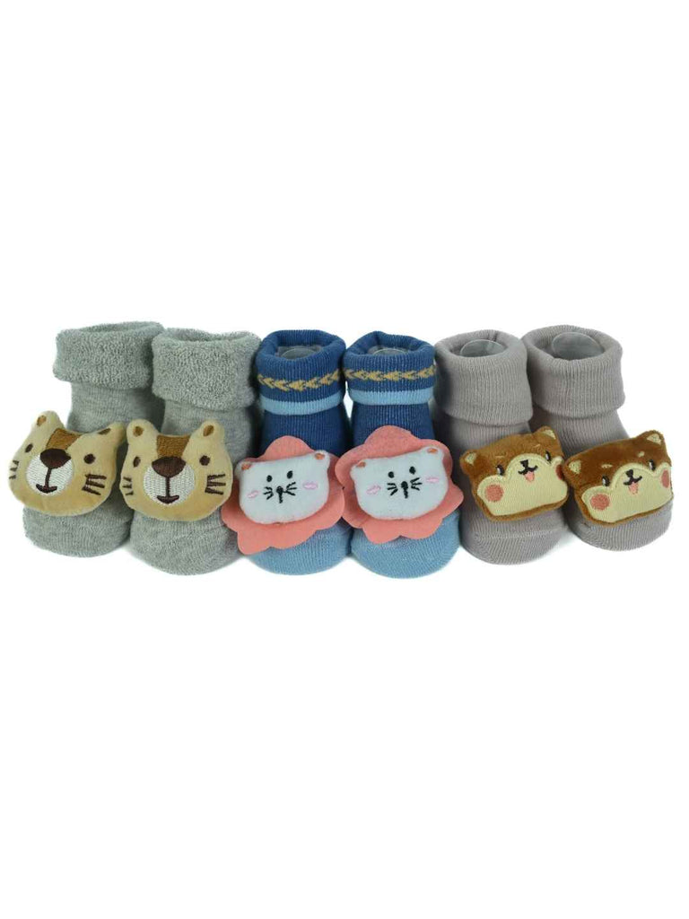 Snuggle Friends Baby Booties – Kitty, Tiger & Bear Characters for Cozy Little Feet-Full View