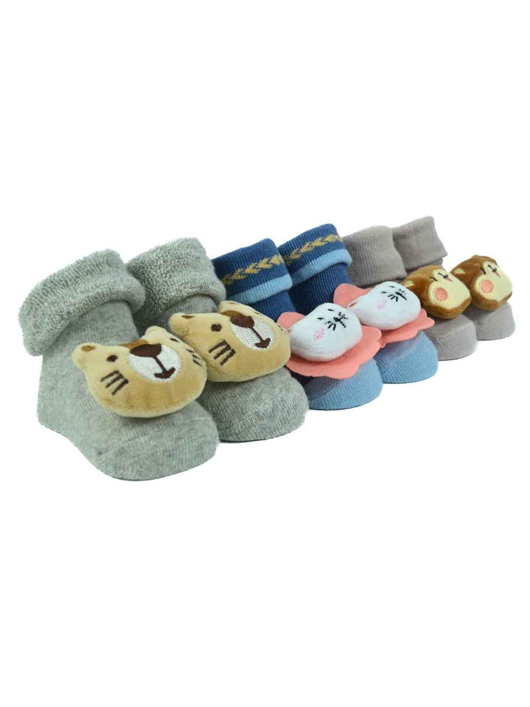 Snuggle Friends Baby Booties – Kitty, Tiger & Bear Characters for Cozy Little Feet-Angle View