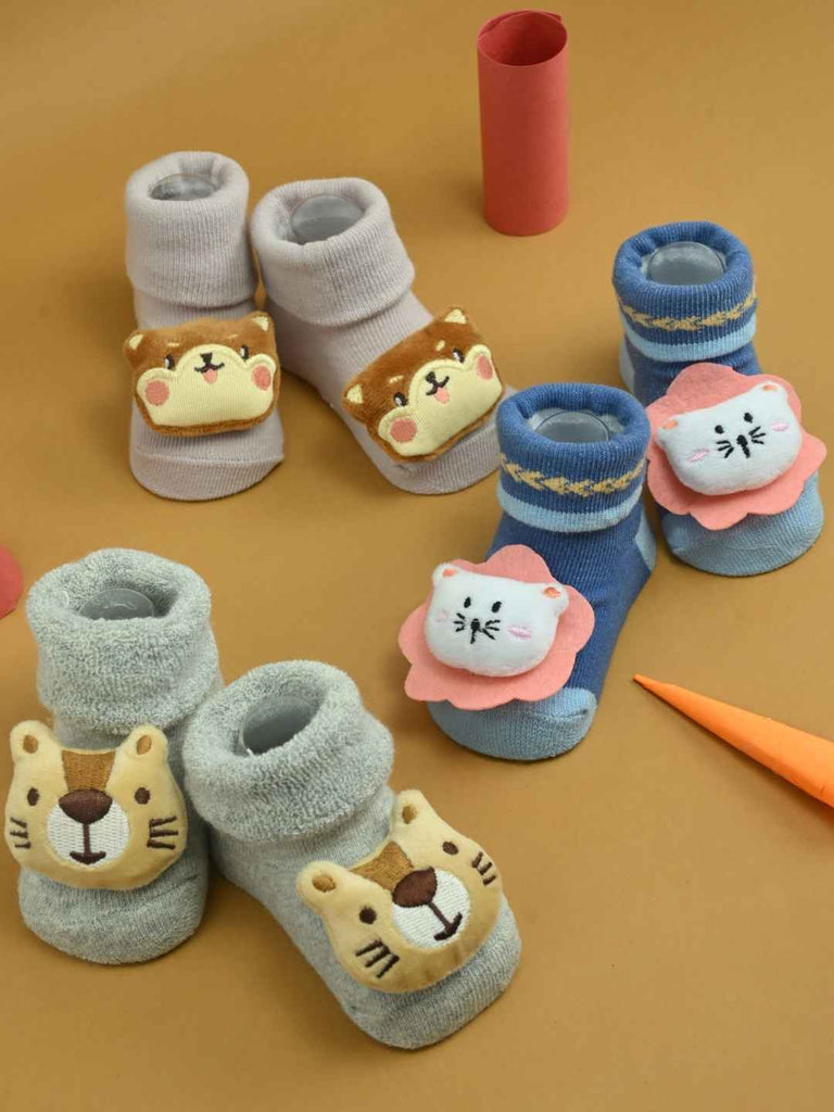 Snuggle Friends Baby Booties – Kitty, Tiger & Bear Characters for Cozy Little Feet- Creative view