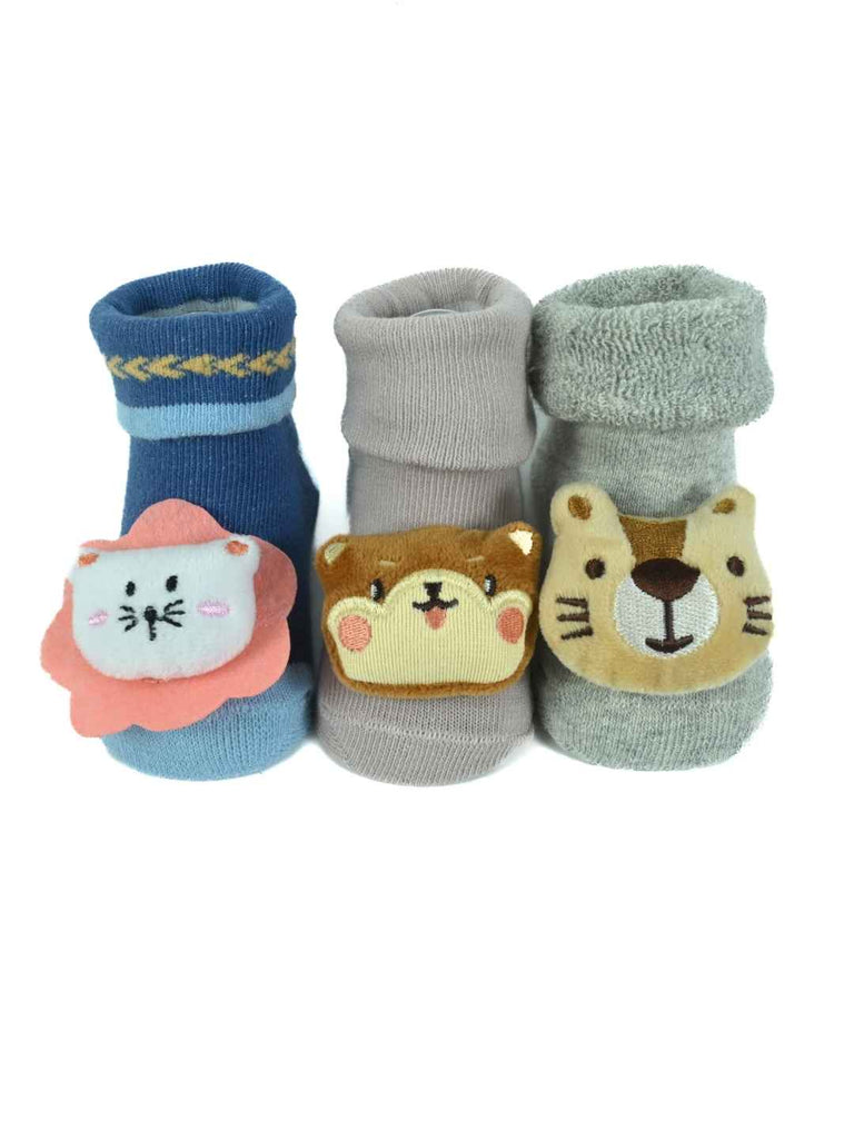 Snuggle Friends Baby Booties – Kitty, Tiger & Bear Characters for Cozy Little Feet-Front View