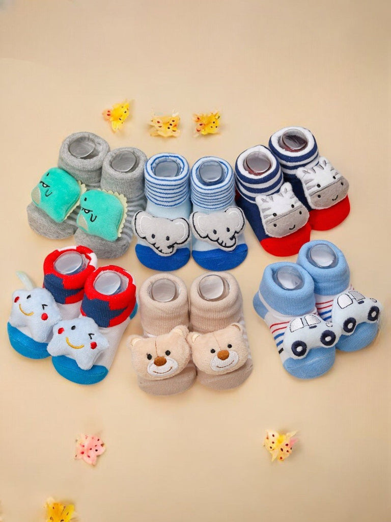 Assorted Collection of Stuffed Toy Socks for Babies with Colorful Designs