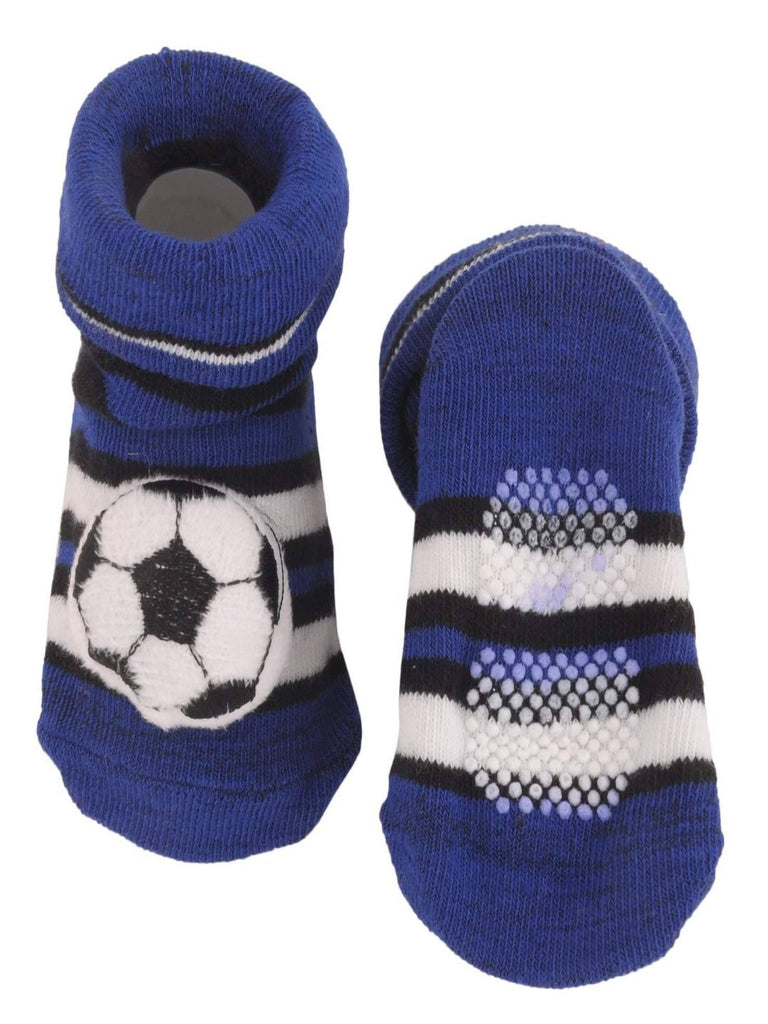 Soccer-Themed Baby Socks with 3D Ball Design Front & Back View - Yellow Bee