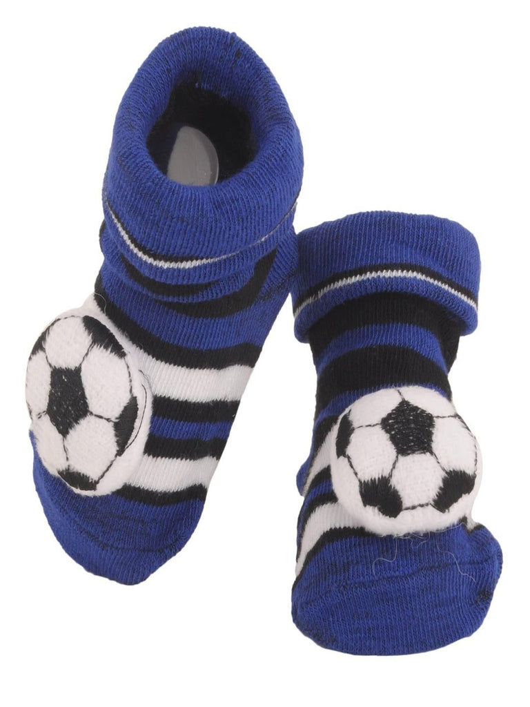 Soccer-Themed Baby Socks with 3D Ball Design Upper View - Yellow Bee