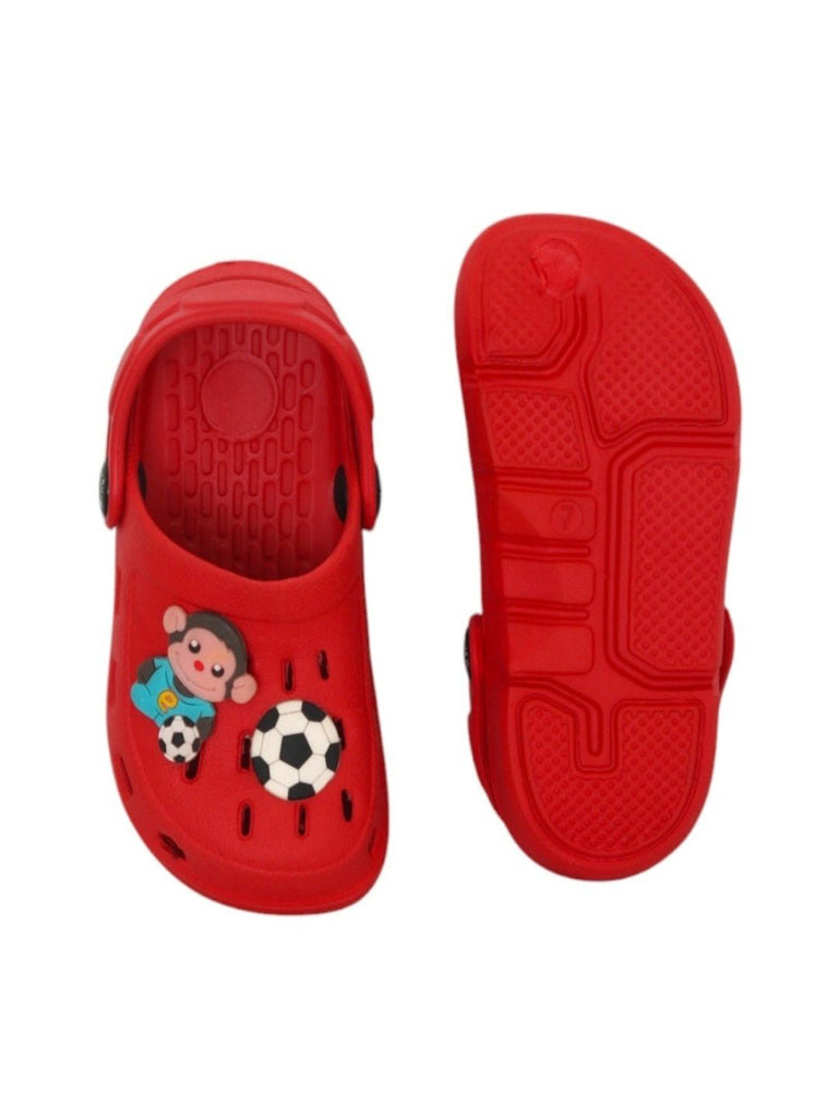 YellowBeewithSoccer-ThemedClogs_FunCartoonPlayerandBallDesign-Front_BackView