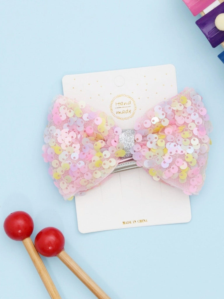 Soft Pastel Sequin Bow Hair Clip – Stylish and Elegant for Girls-Creative View