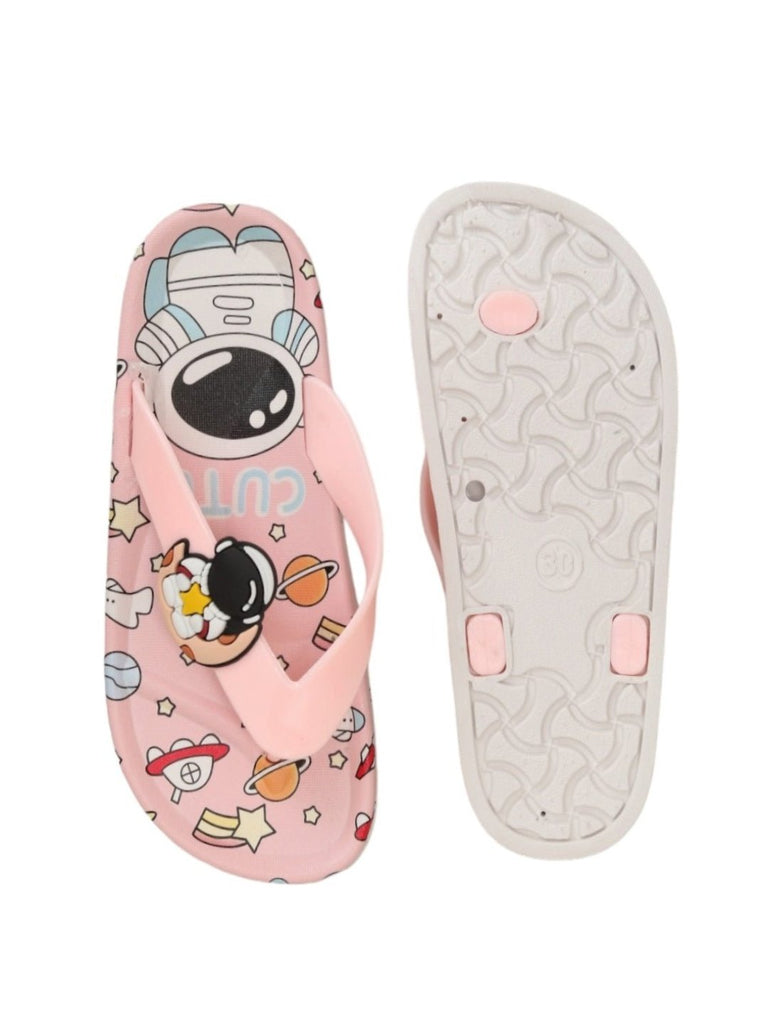 Front and back view of Soft Pink Space Adventure Astronaut Theme Slides for girls