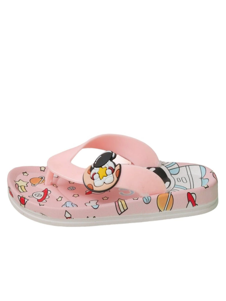 Side view of Soft Pink Space Adventure Astronaut Theme Slides showing non-slip sole design