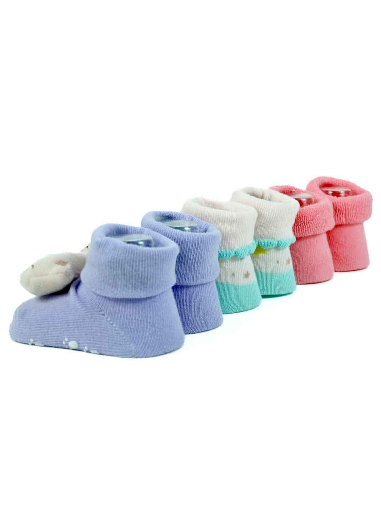 Soft & Sparkly Baby Socks – 3D Plush Rainbow, Cat, and Unicorn Designs in Pastel Tones-Back View