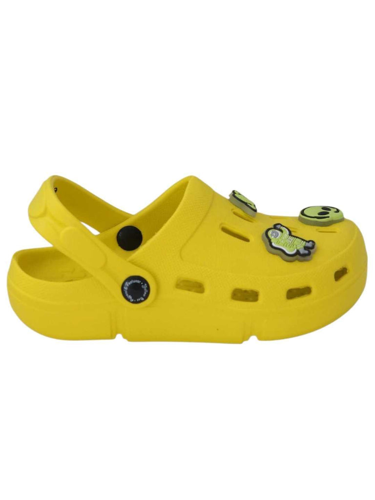 Space Explorer Glow-in-the-Dark Alien & Space Charms Clogs for Boys-Yellow-Side View