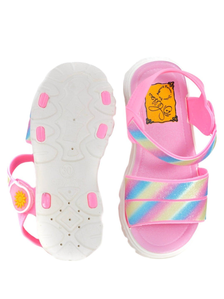 Sparkling Rainbow Glitter Sandals for Trendy Comfort-Top & Bottom view