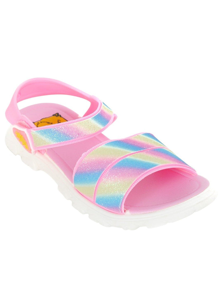 Sparkling Rainbow Glitter Sandals for Trendy Comfort-Angle View