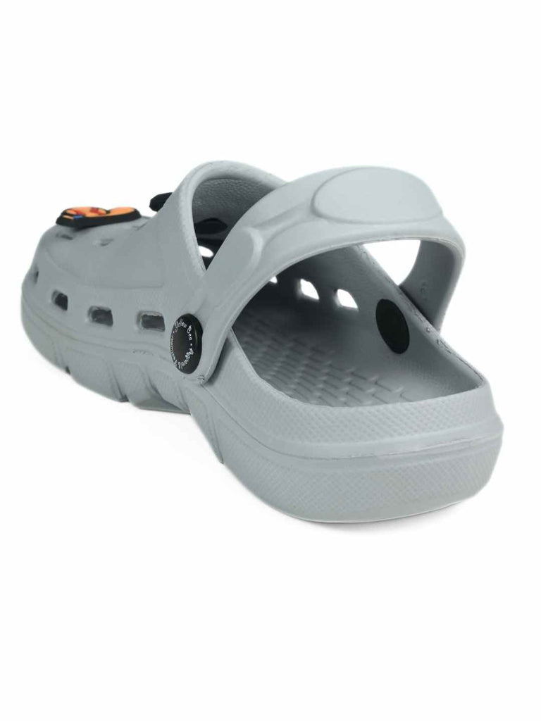 Sport-Inspired Grey Clogs with MVP,  Football, Baseball Bat and Glove Charms for Boys-Back view