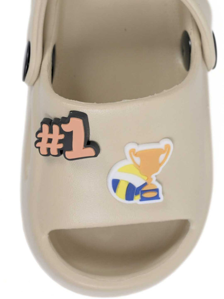 Sporty #1 Trophy Charms Sandals for Boys – Beige - Front Zoom View