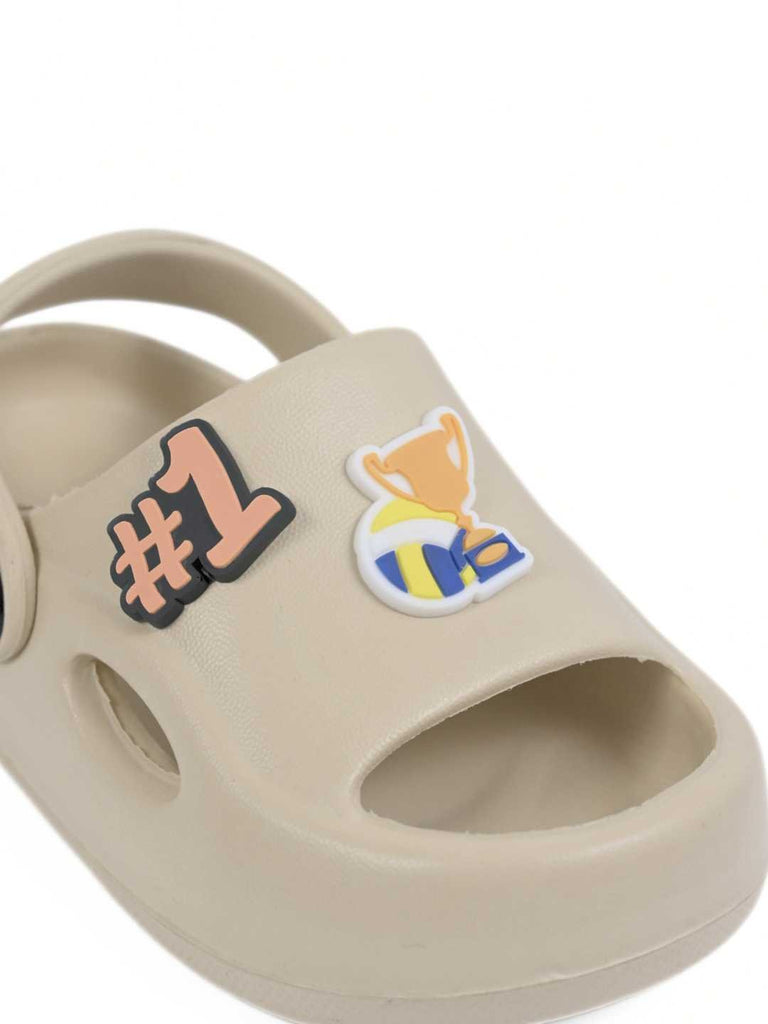 Sporty #1 Trophy Charms Sandals for Boys – Beige - Close Up View
