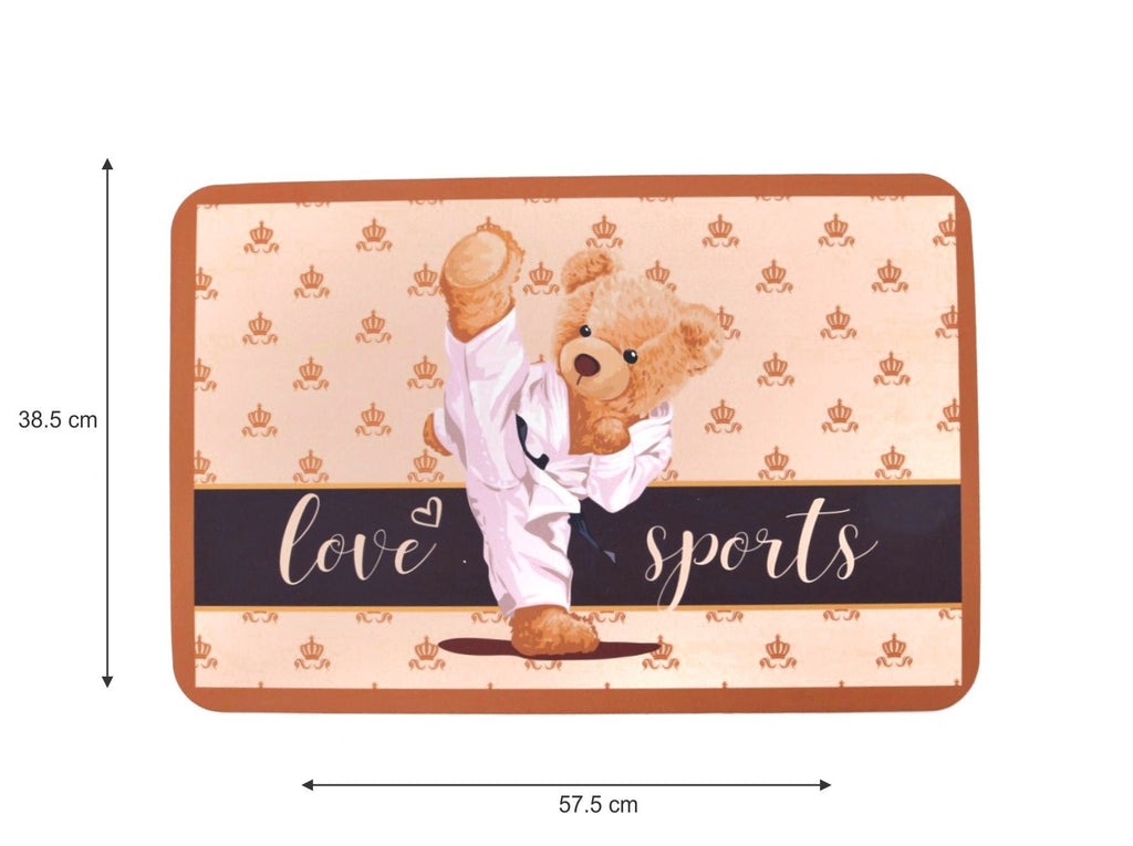 Dimensions graphic of the sporty and lovable Teddy Love Sports Door Mat