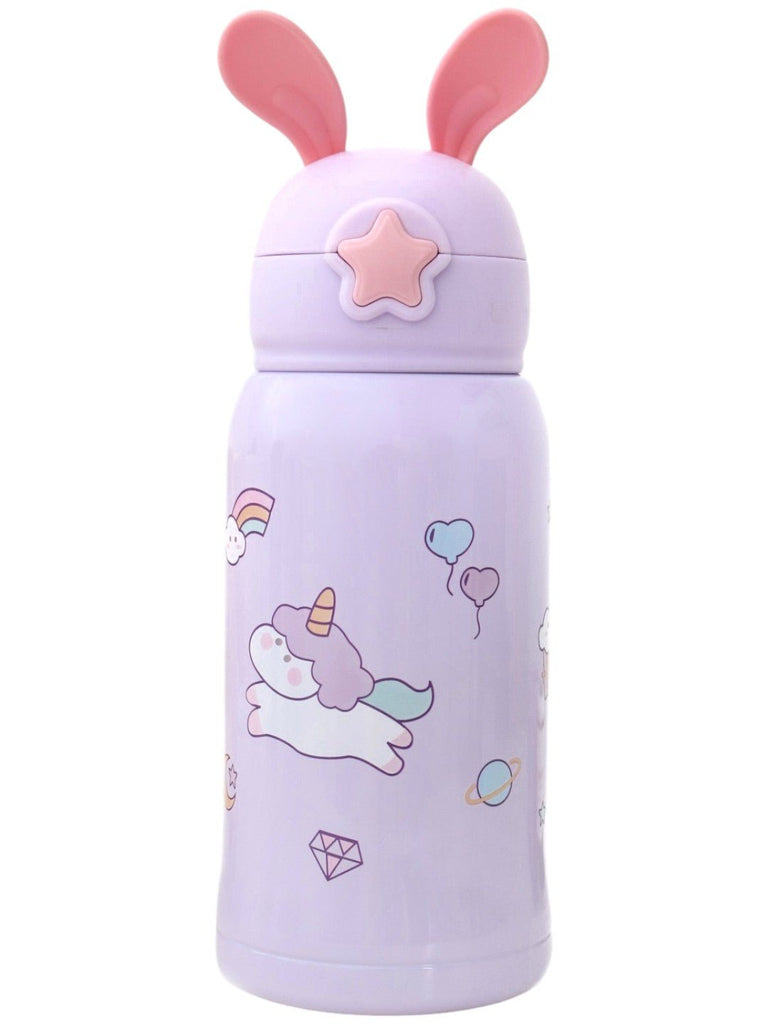 Stainless Steel Unicorn Flask Water Bottle, Purple - Front View