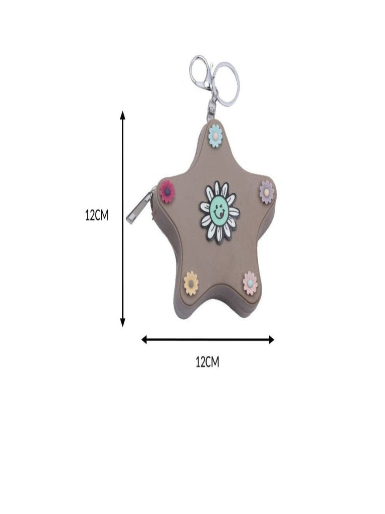 Measurement view of Star-Shaped Brown Coin Pouch showing.