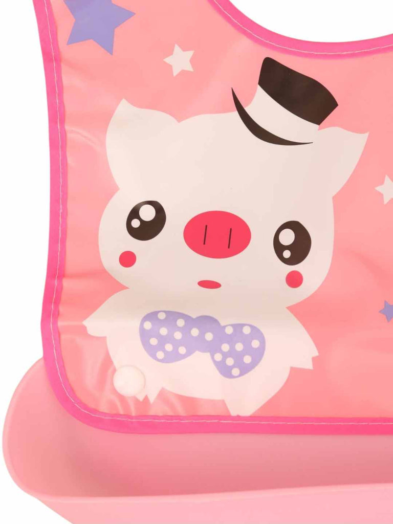 StarryKittyBabyBib_WaterproofPinkBibwithAdorableCat_FoodCatcher-CloseUpView