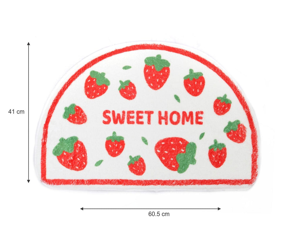 Yellow Bee Strawberry Doormat Showing Full Dimensions