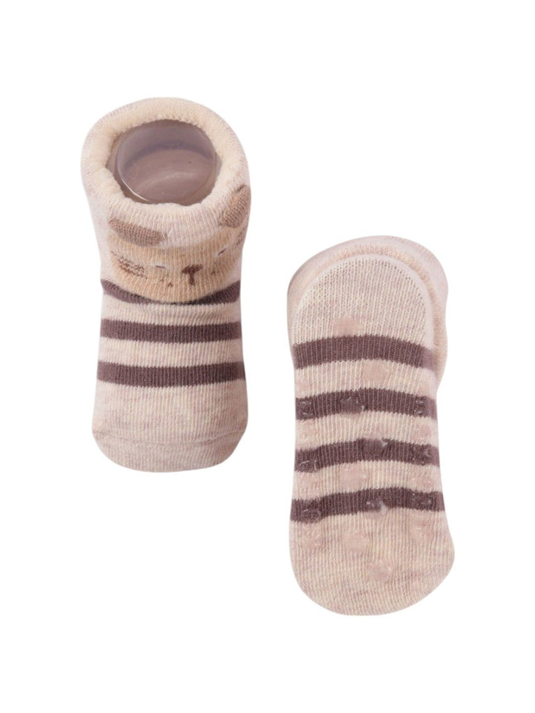 Yellow Bee Striped Kitten Baby Socks – Front and Back View