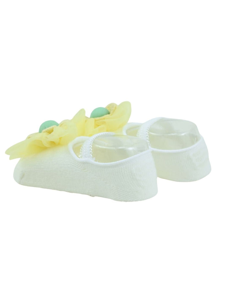Stylish Baby Socks with Adorable Flower Design for Girls - Yellow  Back View