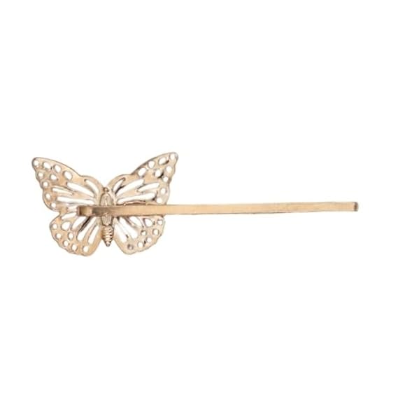 Back View Of Yellow Bee golden butterfly hair clip with stone studs, showcasing Sparky design