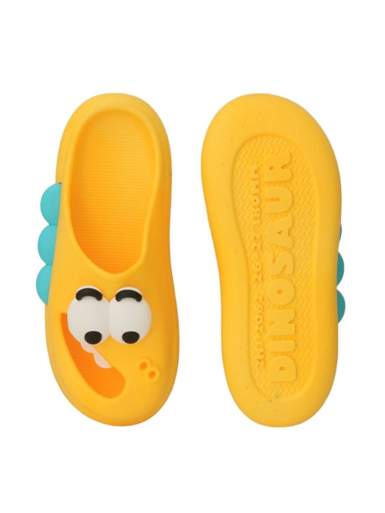 Front and back views of the Sunny Dino Character Sliders, displaying the detailed design and sturdy sole