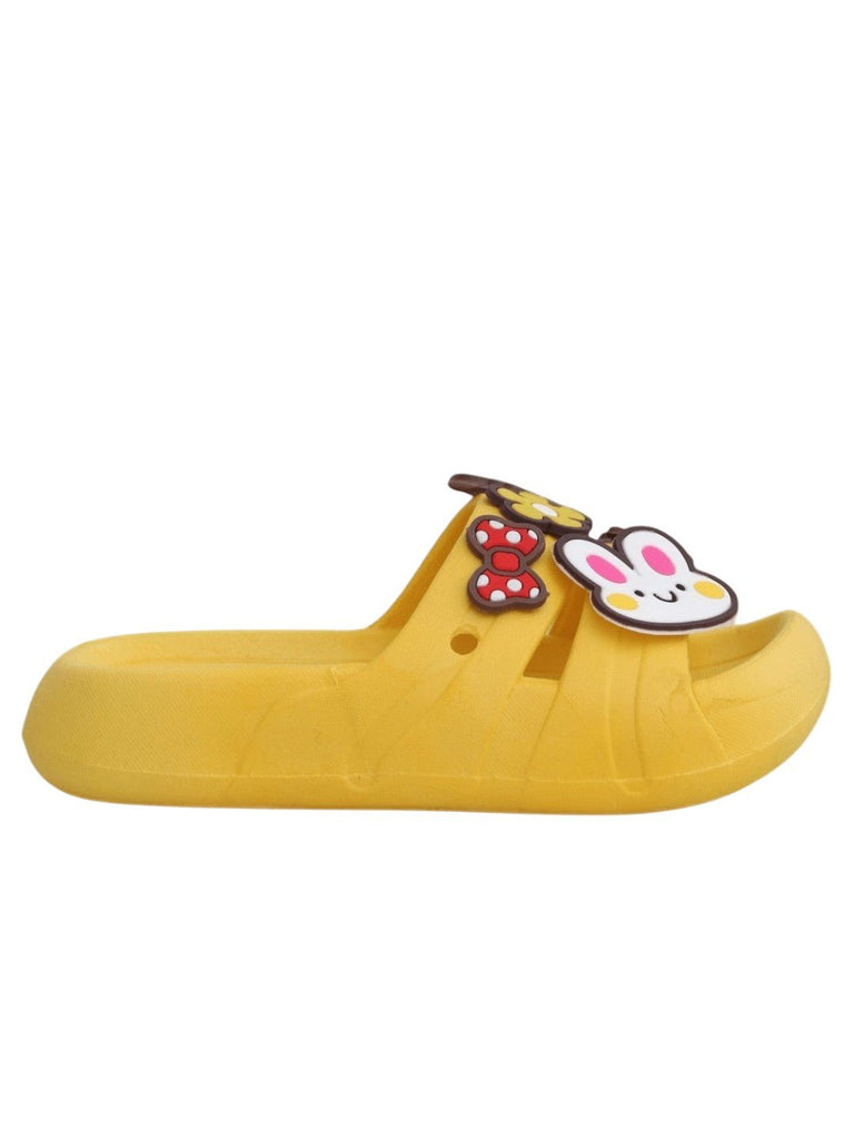 Sunny Meadow Yellow Slides - Whimsical Garden Motifs for Joyful Steps-Side View