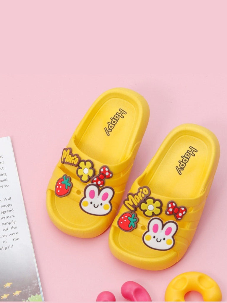 Sunny Meadow Yellow Slides - Whimsical Garden Motifs for Joyful Steps