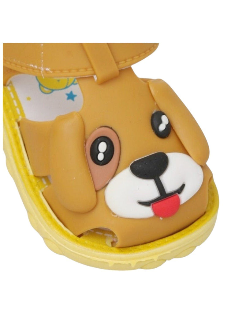 sunny-pup-brown-applique-sandals-close up view