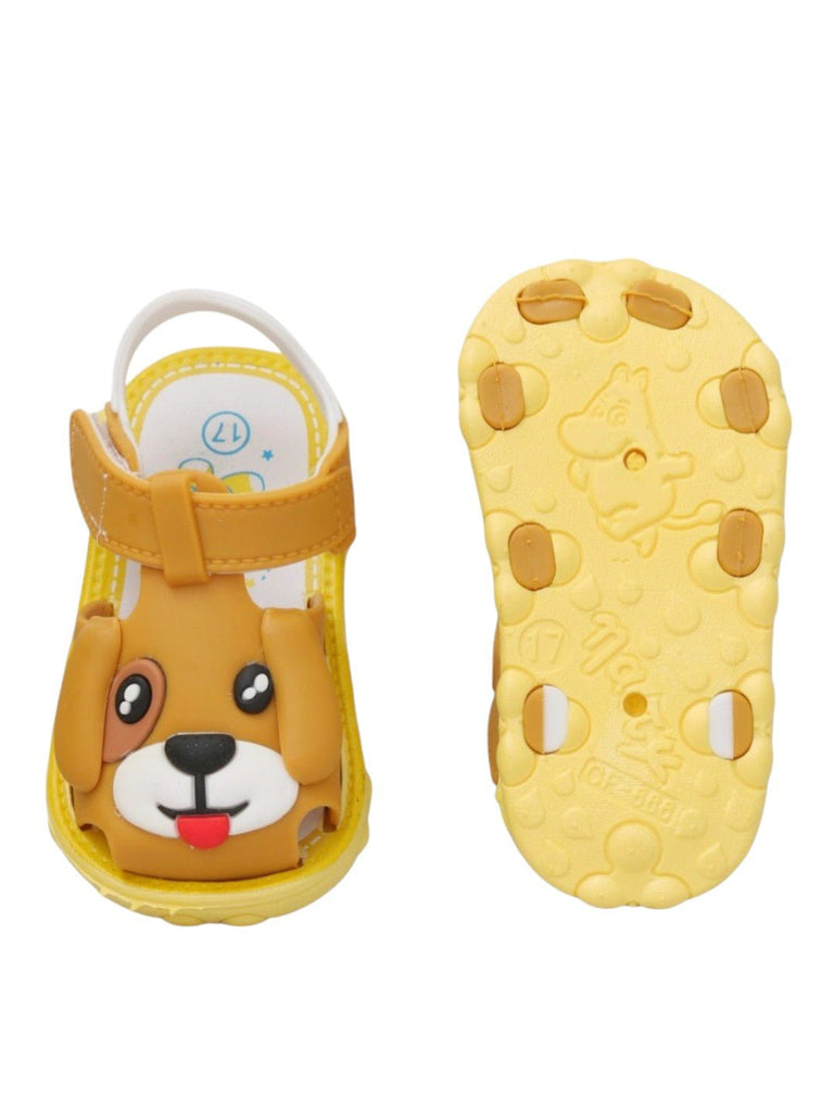 Sunny Pup Brown Applique Sandals for Toddlers-top & bottom view