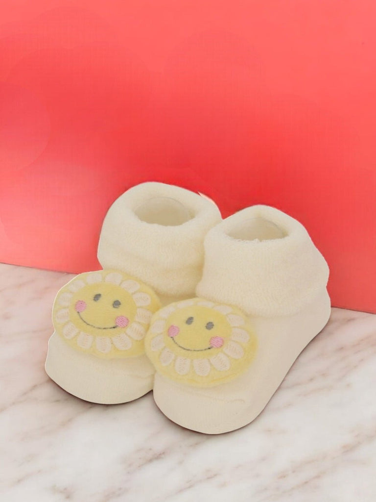 Sunny Smiles Baby Socks - Warm Cream Delight--