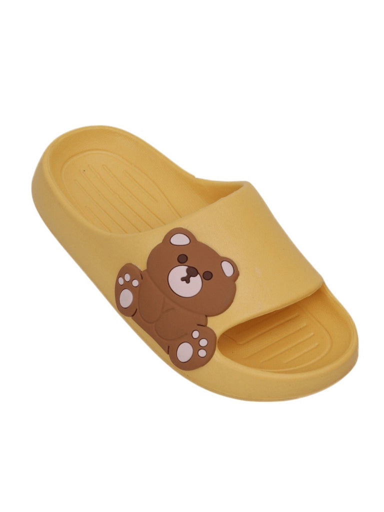 Sunny Teddy Bear Embossed Slides – Brighten Your Steps!-Angle view