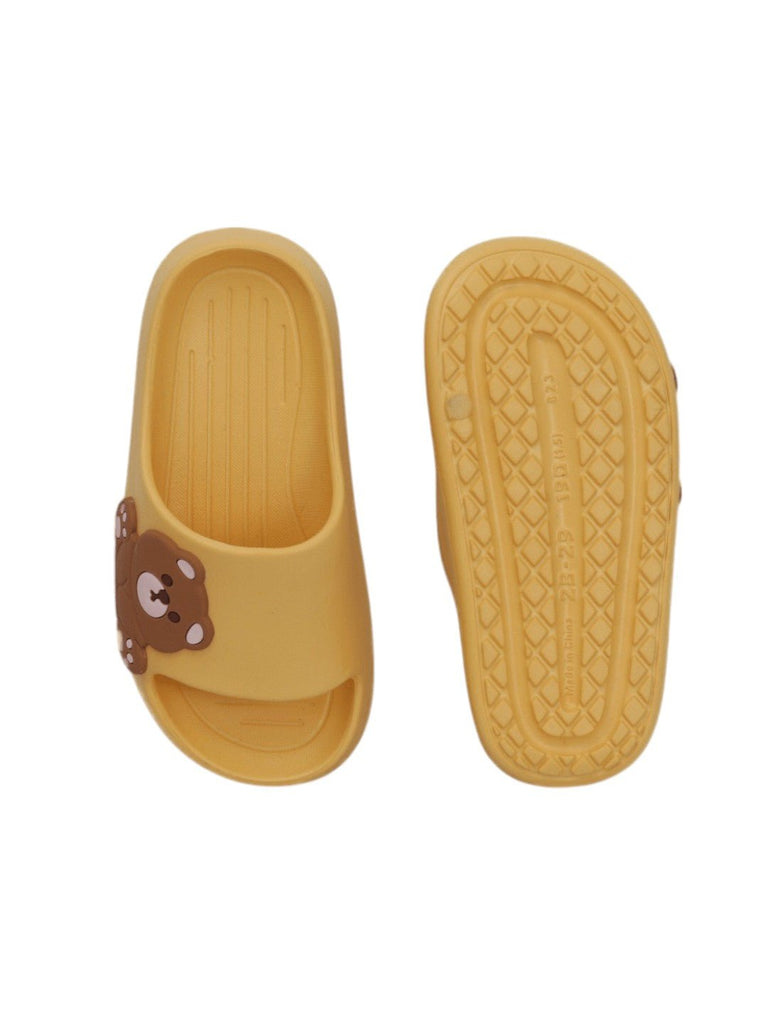 Sunny Teddy Bear Embossed Slides – Brighten Your Steps!-Front & Back View