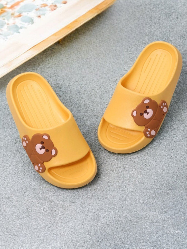 Sunny Teddy Bear Embossed Slides – Brighten Your Steps!