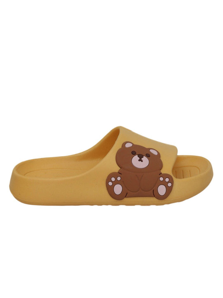 Sunny Teddy Bear Embossed Slides – Brighten Your Steps!-Side view