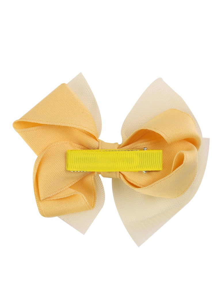 Back view of the Sunshine Bliss Tulle Hair Bow for Girls in yellow.