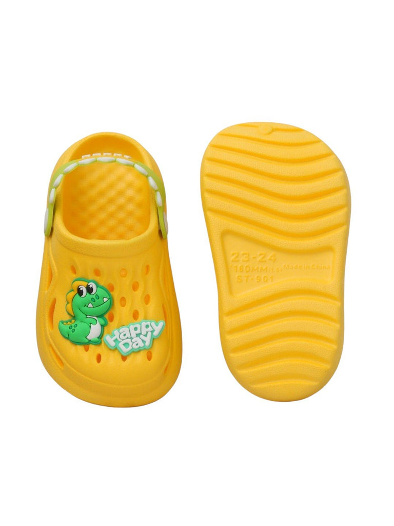 Sunshine Dino Delight Clogs for Boys - Vibrant Yellow-front & back