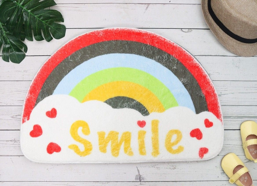 Yellow Bee Rainbow Doormat with Smile Design in Multiple Colors