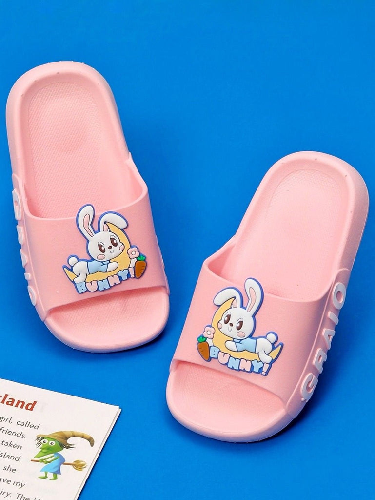 Creative Display of Sweet Bunny Beach Sliders in Soft Pink for Girls