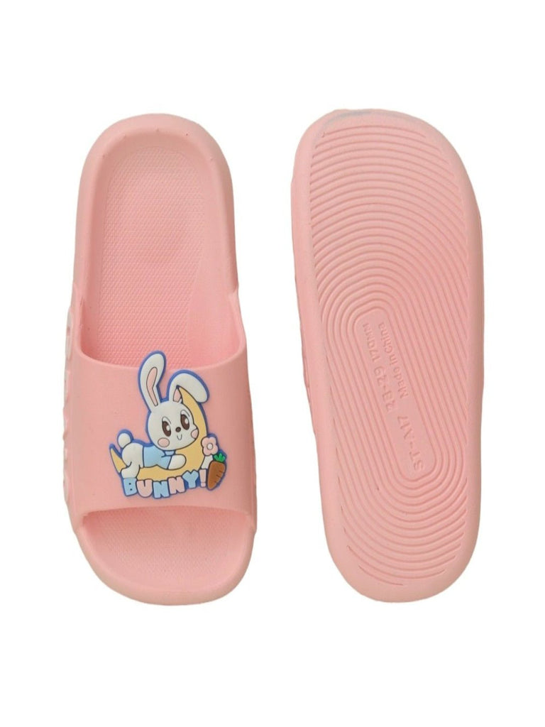 Front and Back View of Sweet Bunny Beach Sliders for Girls